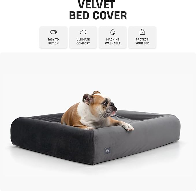 DF Co. Velvet Easy Fit Dog Bed Cover | Velvet Lining for Ultimate Comfort, Protect Original Bed, Machine Washable, Elastic Design, Allergy Management (Beige, S)