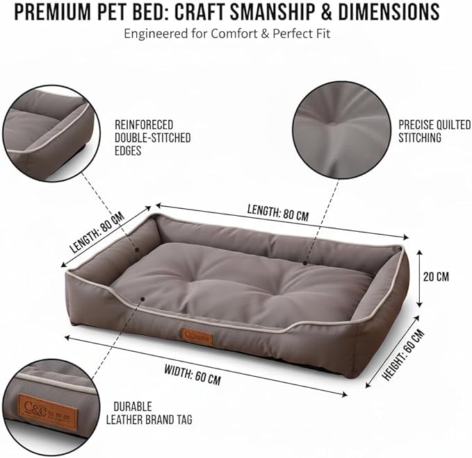 Pet Bed & Dog Beds: Waterproof Dog Bed for Small/Med/Large Dogs/Cats Premium Oxford Cloth, All-Season, Bite-Resistant, Shape-Retaining, Thick PP Cotton, Quick Rebound, Urine-Proof (Medium)
