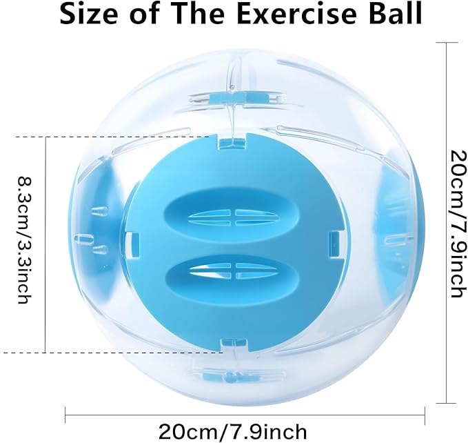 Hamster Exercise Ball, 7.9 Inch Syrian Hamster Ball, Transparent, Large Ball with Four entrances (Blue)