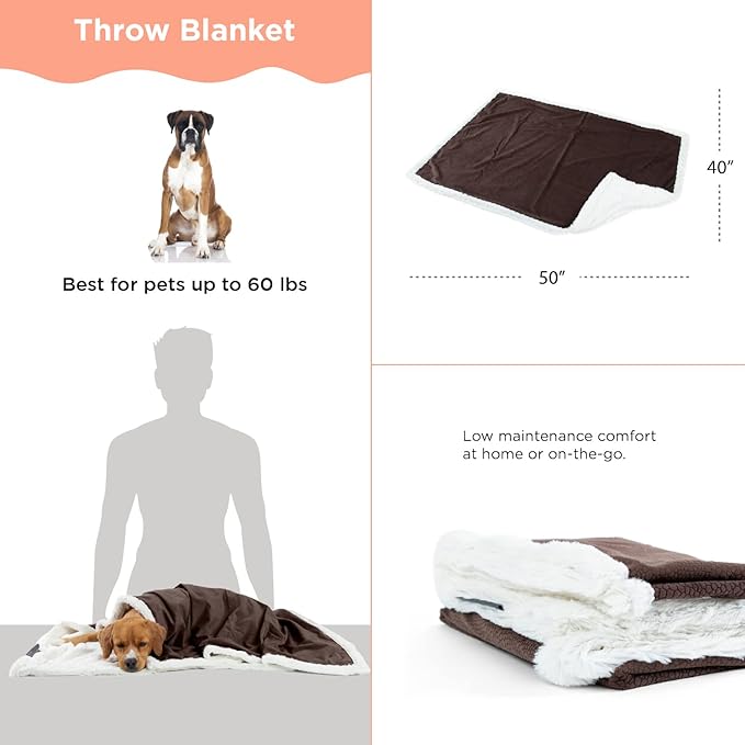 Best Friends by Sheri Premium Self-Warming Ilan Microfiber Faux Fur Pet Throw Blanket 40x50 in Brown