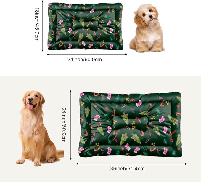 Holiday Candy Cane Dog Bed Crate Pad Easy to Wash Dog Bed Outdoor Pet Cozy Cat Non- Slip Bottom Friendly Furniture Multi- Scenario Mat for Dogs Gift Printed Cat Pad 36× 24 Inch