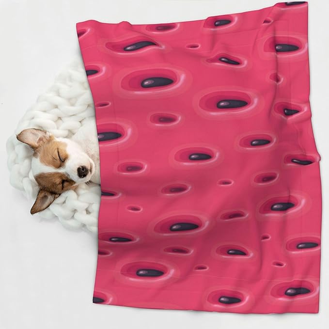 Reversible Plush Dot Pet Blanket for Dogs and Cats, Pink Watermelon, Ultra Soft Two Sided Design with Warm Fuzzy Side and Smooth Side for Comfort