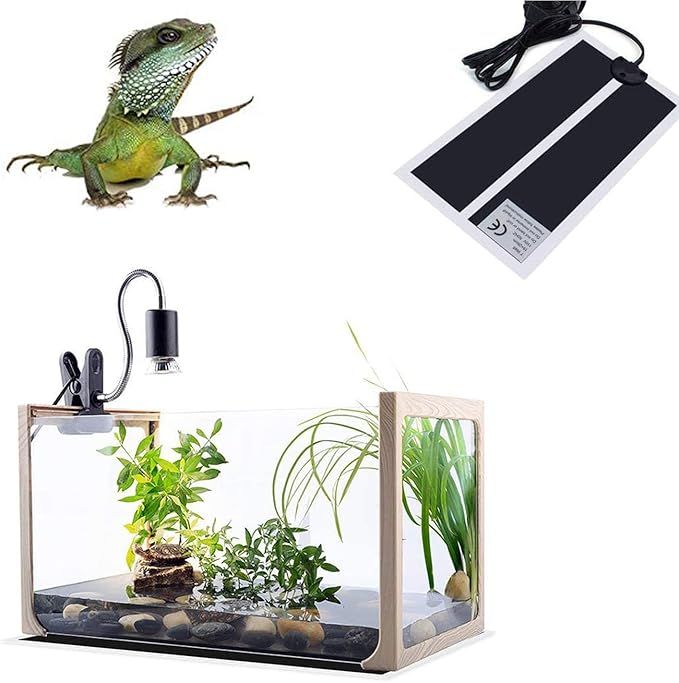 Reptile Heating Mat with Temperature Adjustment, Waterproof Reptile Heat Pad Under Tank Terrarium Heater for Amphibians, Small Animals, Seeding (20W - 16.5 x 11 in)