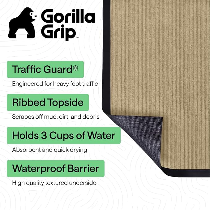 GORILLA GRIP Waterproof Traffic Guard Door Mat, Heavy Duty Entryway Mats