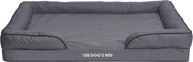 The Dog’s Bed Replacement Outer Cover & Bolster for Standard Foam Beds, Oxford Fabric, Grey, XXL