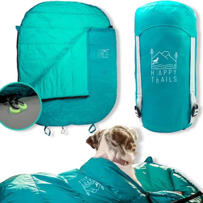 Ultralight Dog Sleeping Bag for Backpacking-Outdoor Dog Bed for Hiking-Packable Sleeping Bag for Dogs-Dog Travel Bed (Glacial Blue | Large)