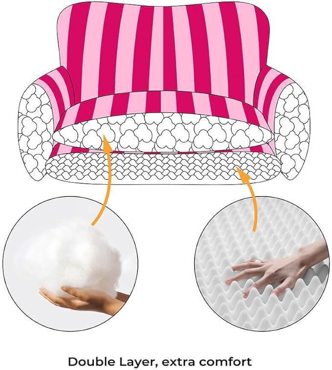 Lazy Holiday Plush Cozy Dog & Cat Sofa Bed, Teddy Velvet Dog Bed, Trendy Striped Faux Lambswool Double Layer Dog & Cat Sofa Bed Dogs Sleeping Mat for Medium Small Dogs & Cats (Beige,L)