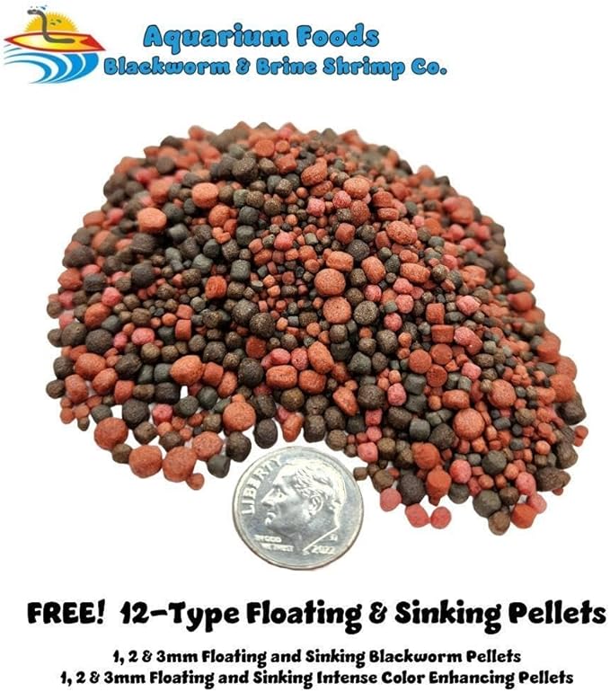 Aquatic Foods Inc. Red River Shrimp - Freeze-Dried 1/2" to 1&1/4" Red River Shrimp for Cichlids, Koi & Pond Fish, Aquatic Turtles, All Community Tropical Fish, Reptiles, Rodents…1.5oz Sm Round Jar