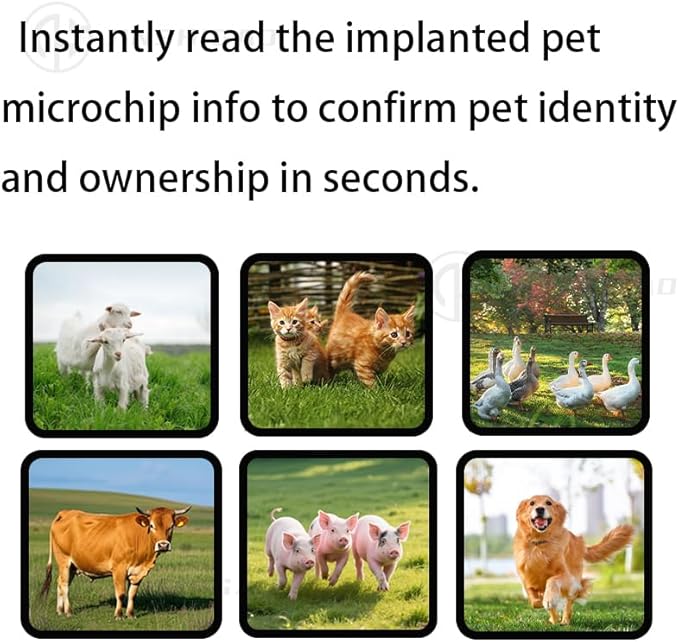 Pet ID Microchip Scanner 190A ISO11784/85/FDX-B/EMID AnimalHandheld Reader, 134.2kHz PetID Scanner Rechargeable Animal Chip Registration,for Dog/Cat/Pig/Animal