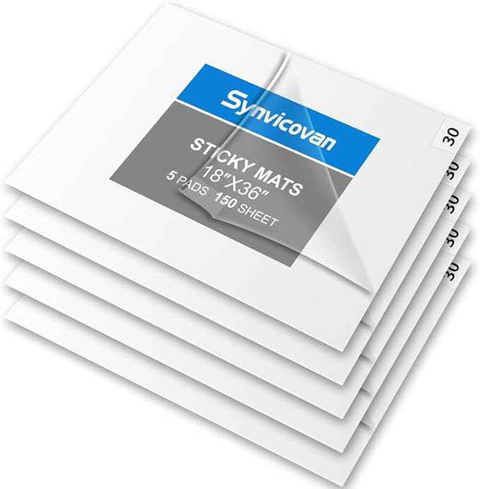 18" x 36" White Sticky Mat Tacky Pads Adhesive Floor Mat (5 Packs, 150 Sheets