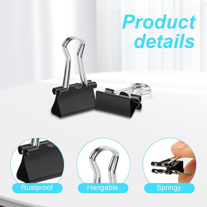 Ufmarine Mini Binder Clips, 144 Pcs Small Binder Clips 15mm, Small Paper Clips for Office
