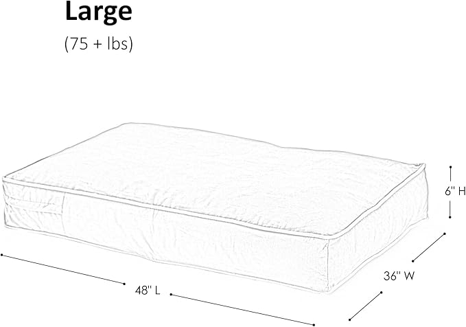 South Pine Porch Buddy Reversible Rectangle Pillow Style Microfiber Dog Bed with Removable, Machine-Washable Cover, Smoke, Large (48 in. x 36 in.)