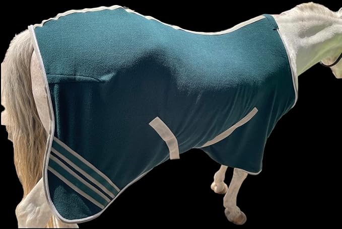 Majestic Ally Anti Pill Fleece Horse Blanket/Sheet with Silver Braided Rope (Hunter Green, 80)