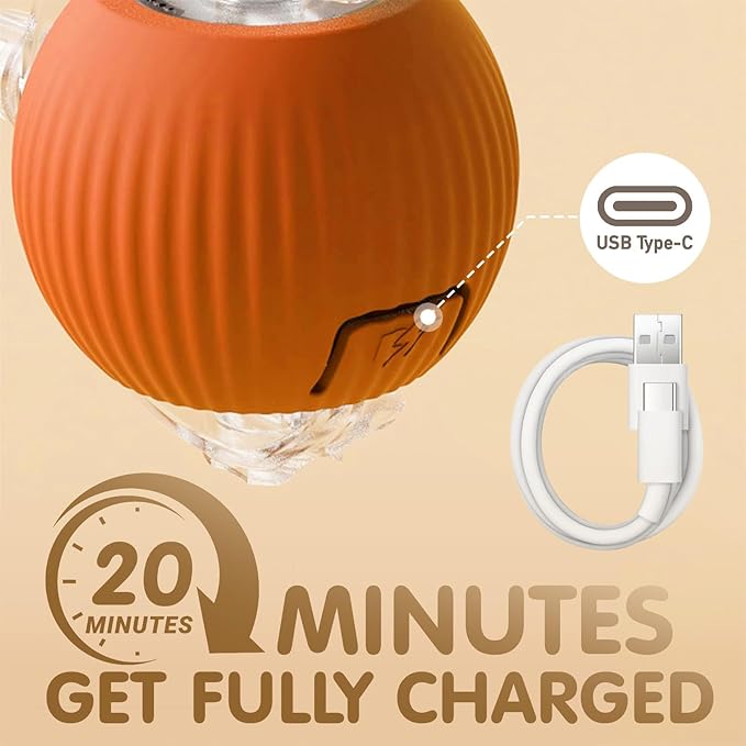 Rocfish Interactive Cat Toy for Indoor Cat, Smart Automatic Cat Chase Ball Toy (Orange-N)