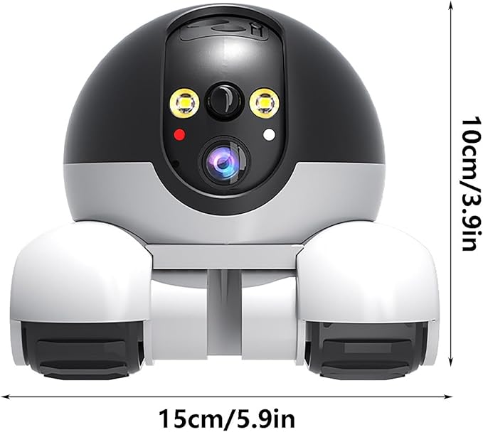 Security Indoor Camera 1080P Dual Lens,Movable Robot Camera on Wheels Movable with 2-Way Talk,Distance Bot with Night Vision, App Control for Home Security/Cats/Dogs/Elderly