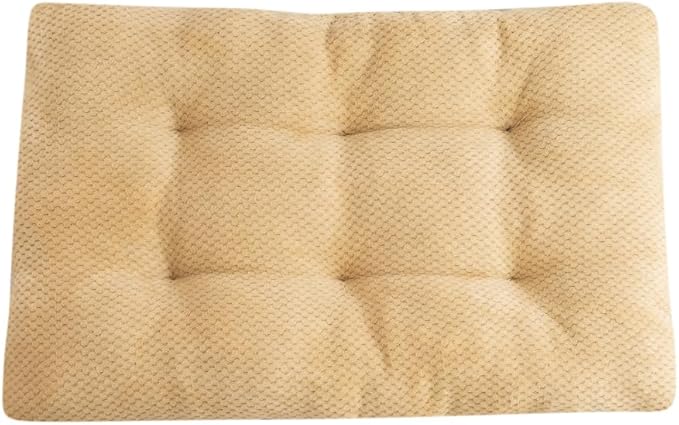 Washable Dog Bed for Large Breeds, Extra Cushioned Crate Mattress with Removable Fluffy Cover, Non-Slip Orthopedic Pet Pad, Machine Washable Kennel Mat(Brown,M)