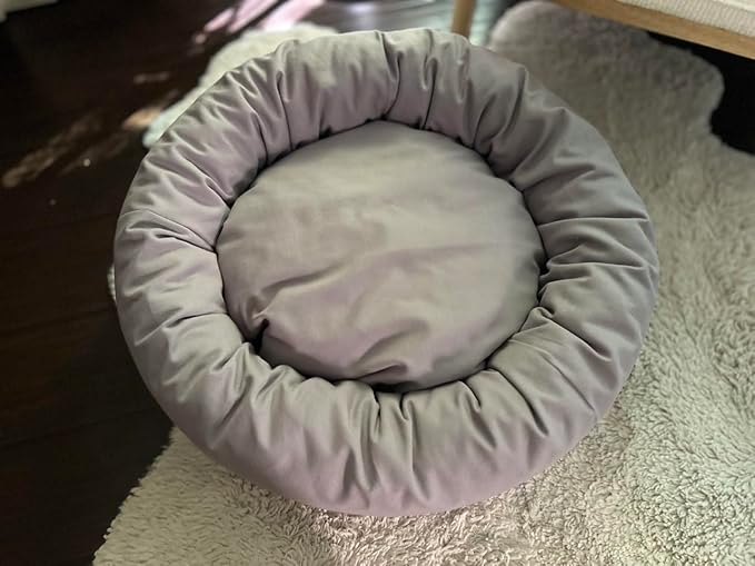 Organic Cotton Canvas Dog Bed: Removable Cover, Natural Fill - Made in USA (Blue Gray, Medium 28" x 8" inches)