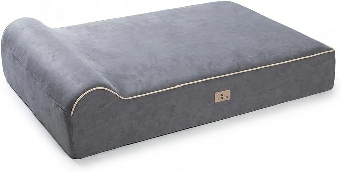 Jumbo Orthopedic Dog Bed for Large Dogs - 7-inch Thick Memory Foam Dog Bed with Pillow Removable Cover Machine Washable, Giant | 50 inch, Dark Grey