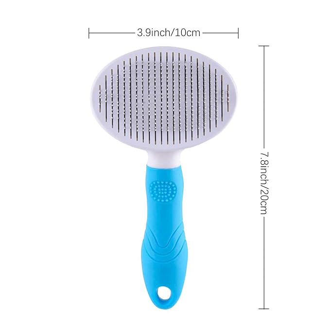 Self Cleaning Slicker Brush - Cat Brush Skin-Friendly Deshedding Grooming Massaging Tool for Long & Short Haired Pets, Cat Hair Brushes Removes Undercoat for Dogs Cats Rabbits-UPGRADED (2Pack Blue)