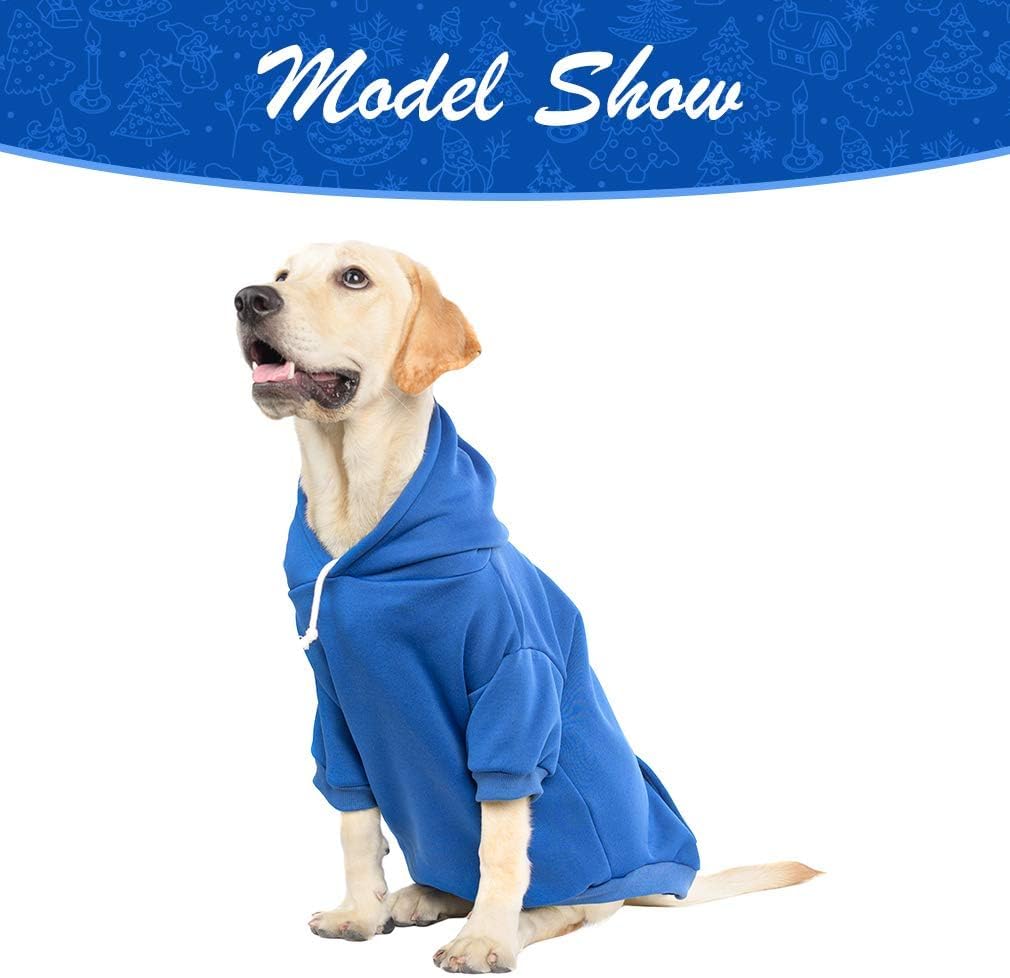 KOOLTAIL Basic Dog Hoodie - Soft and Warm Dog Hoodie Sweater with Leash Hole and Pocket, Dog Winter Coat, Cold Weather Clothes Sweatshirt for Small Medium Large Dogs Puppy Cat Boys Girls Blue XL/XXL
