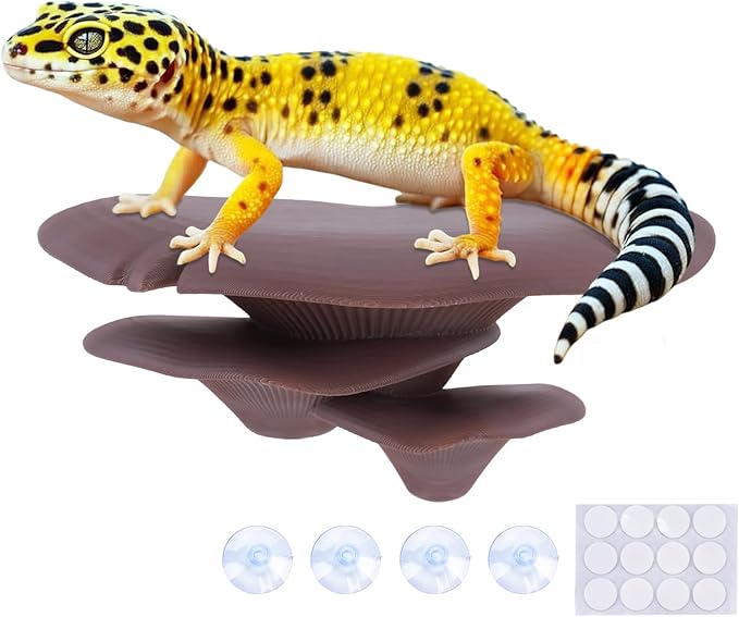 Mushroom Decor for Reptile Tank, Fish Tank, Pet-Safe Bearded Dragon Tank Accessories, Realistic Terrarium Plants for Leopard Geckos, Crested Geckos, Tree Frogs, Snakes (Cocoa, Trio Cap)