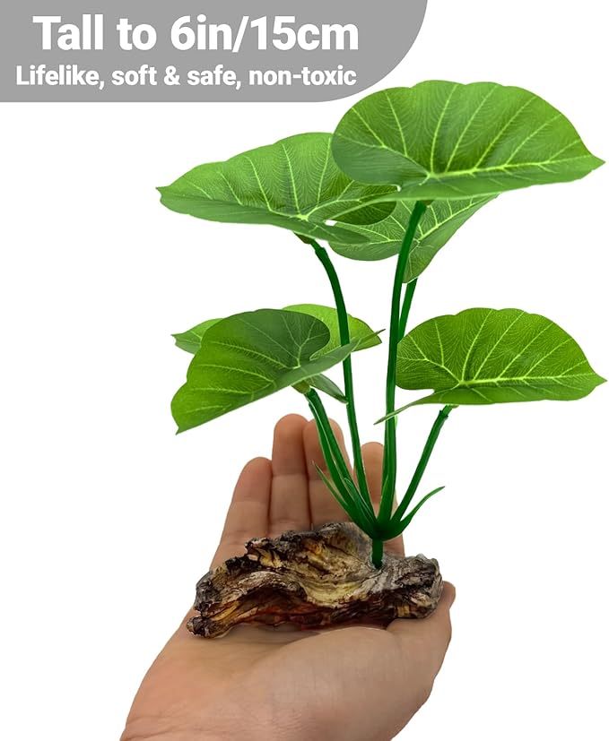 2-Pack Aquarium Decor Fish Tank Decorations 6-inch Betta Fish Tank Plants Leaf Hammock, Artificial Silk Aquarium Plants Betta Tank Accessories, Goldfish, Reptiles Plant Decor Driftwood