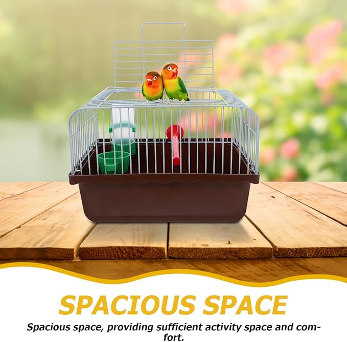 Bird Carrier Travel Cage Parrot Carrying Cage for Birds and Small Animals（Coffee）