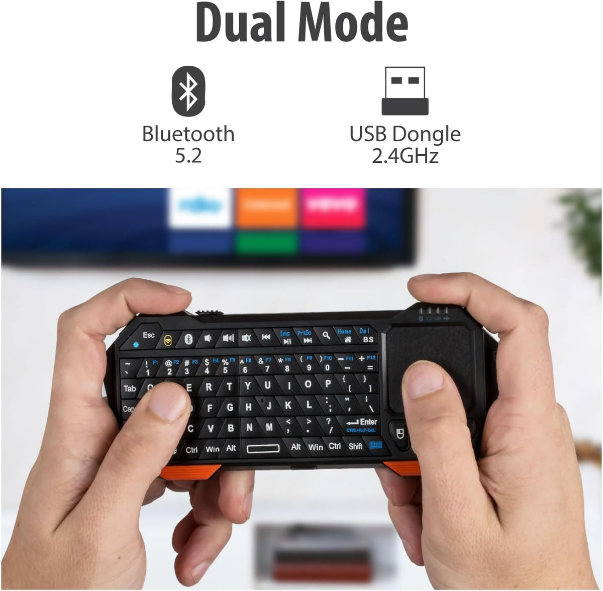 Fosmon Mini Keyboard with Touchpad Mouse, 2.4G Wireless+ Bluetooth, Backlit