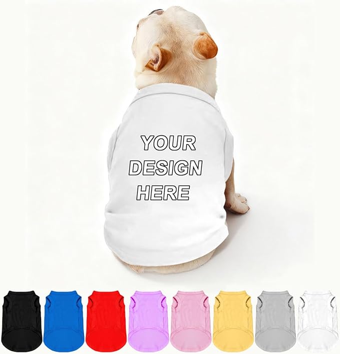 Custom Dog Shirt Pet Clothes Breathable Shirts for Small to Large Dogs Customized Name Logo Photo Puppy Outfits Personalized Sleeveless Vest Pets Apparel White, 4XL