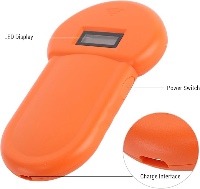 EVGATSAUTO Pet Microchip Reader, Rechargeable Animal Scanner 134.2kHz with OLED Screen for Dogs Cats Pigs Cows Sheep Horses