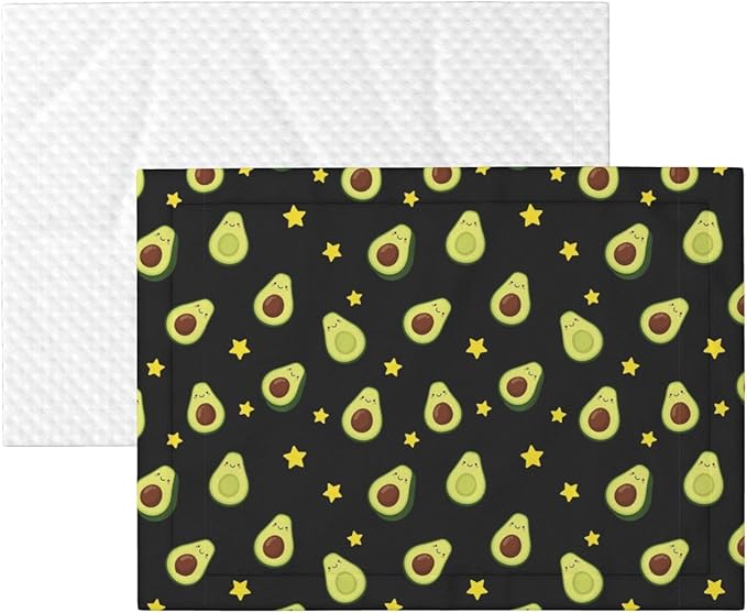 Reversible Pet Blanket for Easy Cleaning Maintenance, Avocado and Star Pattern Black, Double Sided Plush Dot Design Means Double Use Between Washes for Convenience