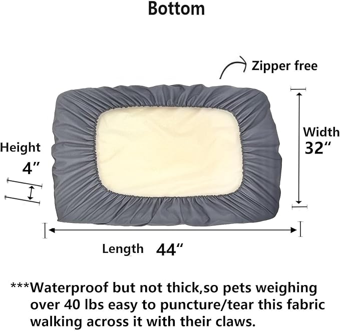 Elastic Waterproof Dog Bed Cover Easy Clean 44 x 32 Inch
