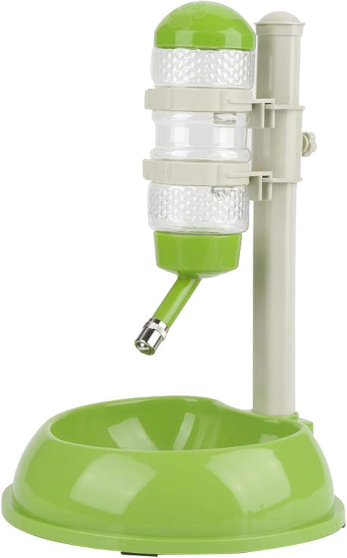 Hztyyier Adjustable Pets Dog Bowl Feeder Water Dispenser Drinking Bottle Food Container Bowl Bottle Standing Dispenser for Cats Dogs Green(Green) Dog Supplies