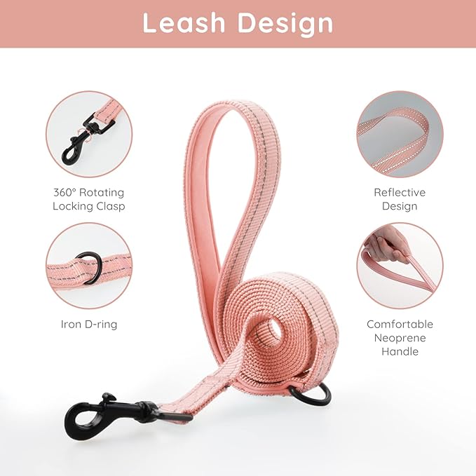 BELLA & PAL Step in Vest Harness for Small and Medium Dogs, No Pull Small Dog Harness with Leash Set, Comfortable Air Mesh Dog Vest Harness with Reflective Strip (Coral Pink, XS)