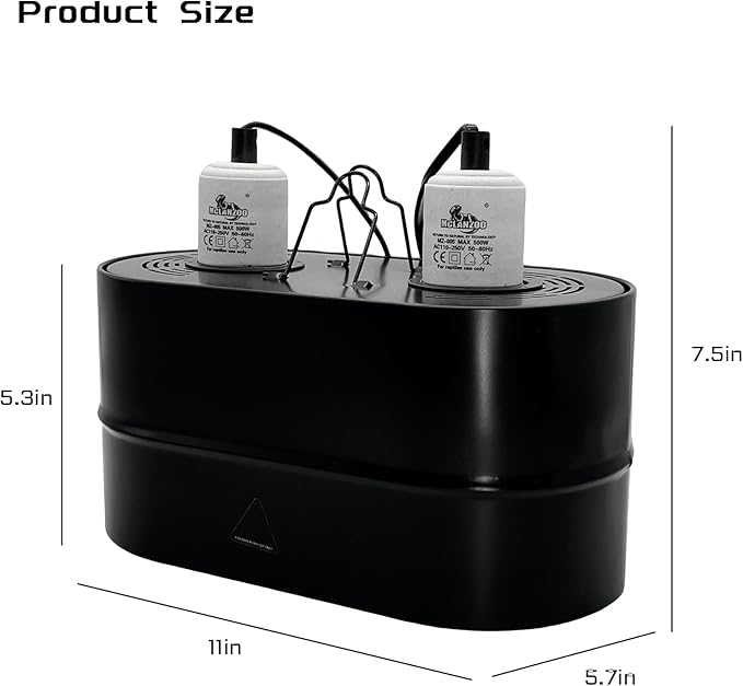 Dual Reptile Light Fixture Deep Dome,Max 150W,UV Lamp Fixture Dual Lamp Cap for Reptiles Terrarium with Two Independent Switches Heat Lighting Lamp Kit.