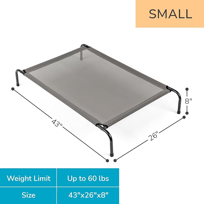 Cooling Elevated Dog Bed,Portable Pet Cot Raised Outdoor Dog Cot for Large Dogs, Installation Requires No Tools, Frame with Washable Breathable Mesh, Anti-Slip Feet, Indoor Pet Bed,43.2 Inches Gray