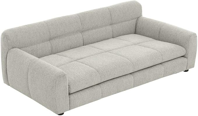 Modern Pet Sofa Bed for Large Dogs Up to 130lbs, Luxurious Living Room Dog Couch with Supportive Backrest and Armrests, Easy-to-Clean Linen Fabric Elevated Pet Furniture