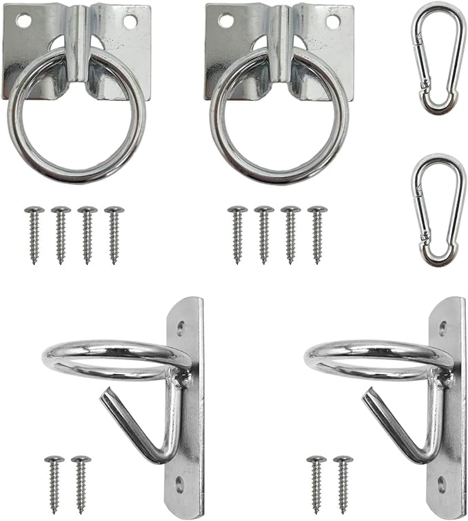 2pcs Cross Tie Ring for Horses Blocker tie Ring with Snap Hooks Stable Door Handle, 2pcs Horse Feed Bucket Hook Water Bucket Holder Horse Stall Accessories Supplies