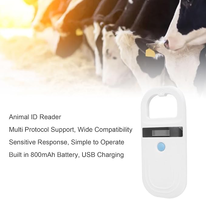 Sorandy Rechargeable EMID FDX B Portable Pet Microchip Scanner, Pet Chip Scanner, OLED Display with 134.2KHz, 128 Sets of Data, Ideal for Animal, Pigs, Dogs, Cats (White)