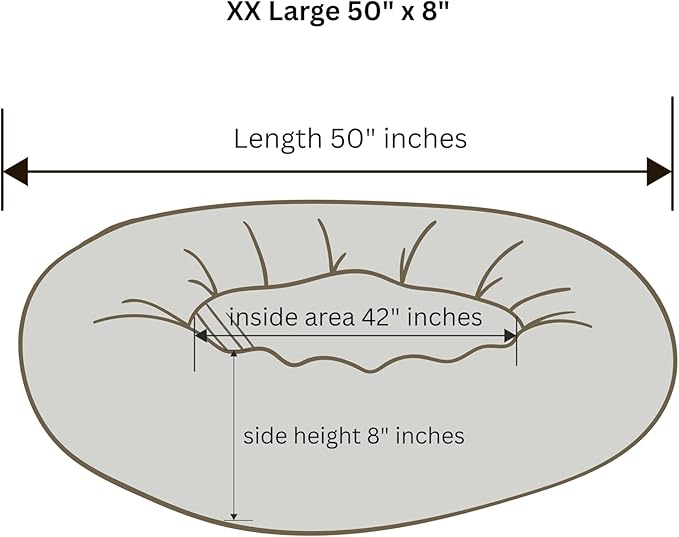 Organic Cotton Canvas Dog Bed: Removable Cover, Natural Fill - Made in USA (Tan, XX Large 50" x 8" inches)