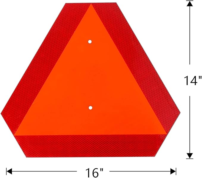 Reflective Slow Moving Vehicle Sign,Slow Moving Vehicle Triangle - 14"x16" 80 Mil thick Engineering Grade Plastic SMV Sign for Tractor,Golf Cart,Farm Equipment, UTV, Easy Installation