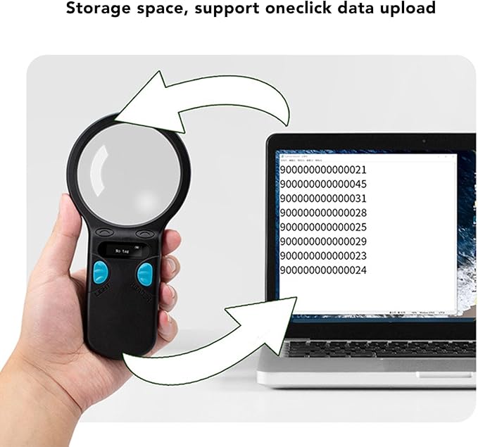 Sorandy Animal Chip Reader, Portable Lightweight Pet Handheld Rechargeable ID Tag Scanner with Fast Scanning for 125K 134.2K Pet Chips, Compitable with Small Animal Management