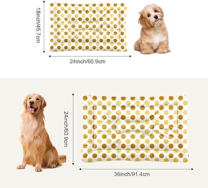 Orange Polka Dot Cute Dog Beds and Furniture Washable Crate Mat Kennel Pad Medium Dog Crate Bed Washable Non-Slip Bed Beds for Medium Dogs Pet Sleeping Mat Pillows Indoor Outdoor 24X18 Inch