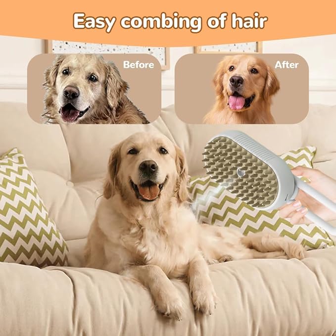 4 in 1 Cat Steam Brush Rechargeable pet spray comb Steam Brush for Cats and Dogs, Massage, Cleaning, Shedding & Combing Multifunctional Hair Removal Anti Static Grooming Tool for home (Pink)