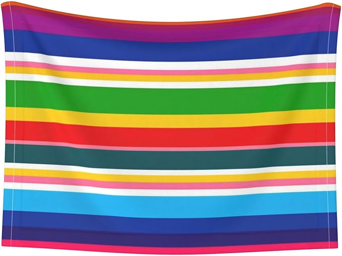 Reversible Plush Throw for Dogs and Cats, Novel Colorful Mexican Blanket Stripes, Double Sided Blanket with Nubby Dot Side and Sleek Side Ideal for Cuddling Nesting Security