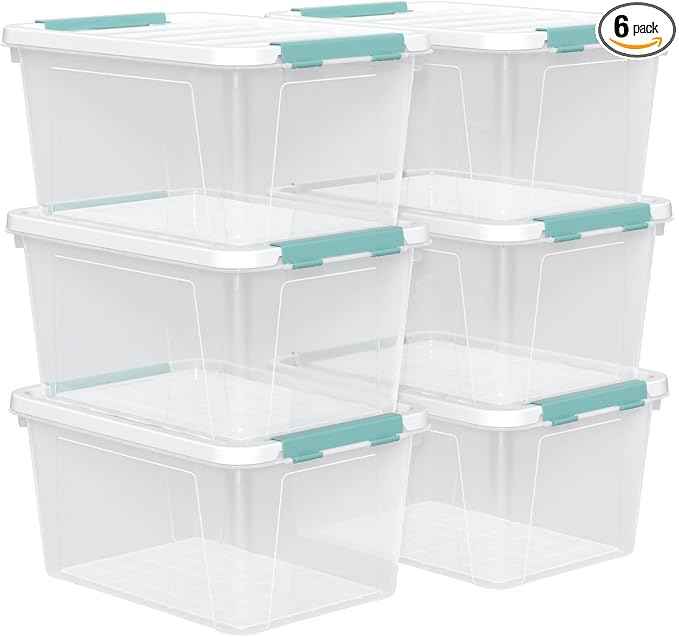 Zopnny 20 Quart Clear Latching Container Box, Plastic Storage Bin