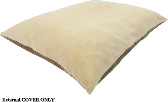 Removable Zippered Heavy Duty Durable Cover Case for Medium to Large Dogs - External Cover Only (Beige Fleece, 48"x29")