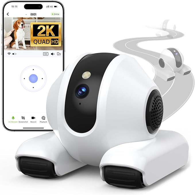 BABORUI Pet Camera Robot with 1080P HD Video, Two-Way Audio, Motion Tracking | Smart Pet Monitor with Night Vision, App Control, and Voice Interaction | Ideal for Dogs & Cats