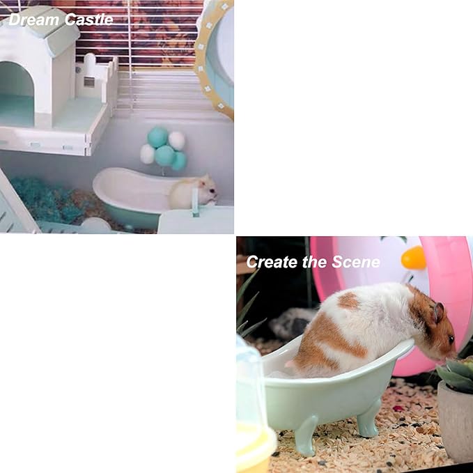 Small Animal Hamster Sand Bathtub, Bird Bathroom, Ice Accessories Cage Toys, Ceramic Relax Habitat House, Sleep Pad Nest for Hamster, Food Bowl for Guinea Pigs/Squirrel/Chinchilla