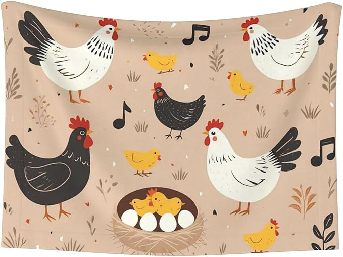 Chicken Print Soft Plush Pet Blanket, Washable Dog Blanket, Cat Fleece Throw, Puppy Bed Crate Mat & Sofa Couch Protector - Medium